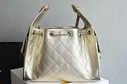 Kitlife Chanel 25C Drawstring Bucket Hobo Bag Light Gold Grained Leather 30×26×14cm - 5