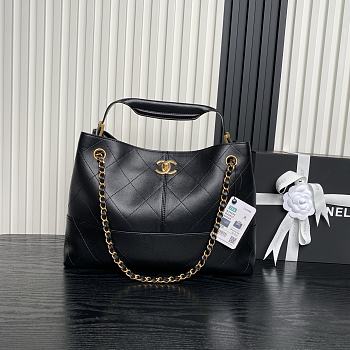 Kitlife Chanel Shopping Bag Black Shiny Lambskin & Gold-Tone Metal 36x24x12cm