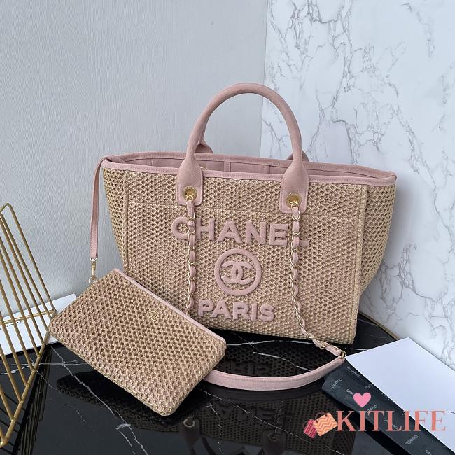 Kitlife Chanel 25 Coco Beach Bag Beige & Pink 34cm - 1