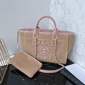 Kitlife Chanel 25 Coco Beach Bag Beige & Pink 34cm