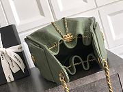 Kitlife Chanel 25C Drawstring Bucket Hobo Bag Dark Green Grained Leather 30×26×14cm - 5