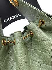 Kitlife Chanel 25C Drawstring Bucket Hobo Bag Dark Green Grained Leather 30×26×14cm - 2