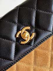 Kitlife Chanel Mini Flap Shoulder Bag Beige Suede Calfskin and Black Shiny Lambskin 11.5x19.5x5cm - 3