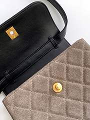 Kitlife Chanel Mini Flap Shoulder Bag Grey Suede Calfskin and Black Shiny Lambskin 11.5x19.5x5cm - 4