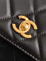 Kitlife Chanel Flap Shoulder Bag Black Suede Calfskin and Shiny Lambskin 15x18.5x5.5cm - 3