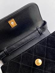 Kitlife Chanel Flap Shoulder Bag Black Suede Calfskin and Shiny Lambskin 15x18.5x5.5cm - 2