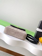 Kitlife Chanel Flap Shoulder Bag Grey Suede Calfskin and Black Shiny Lambskin 15x18.5x5.5cm - 3