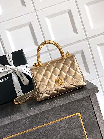 Kitlife Chanel 25A Coco Bag Gold Diamond Hollow Handle Bag Gold 19cm