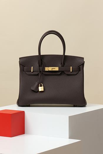 Kitlife Hermes Birkin Togo Leather Bag Dark Brown With Gold Hardware BK300470 30x23x15cm