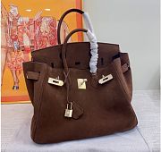 Kitlife Hermes Birkin Vintage Bag Dark Brown Suede Leather 30cm - 2