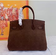 Kitlife Hermes Birkin Vintage Bag Dark Brown Suede Leather 30cm - 3