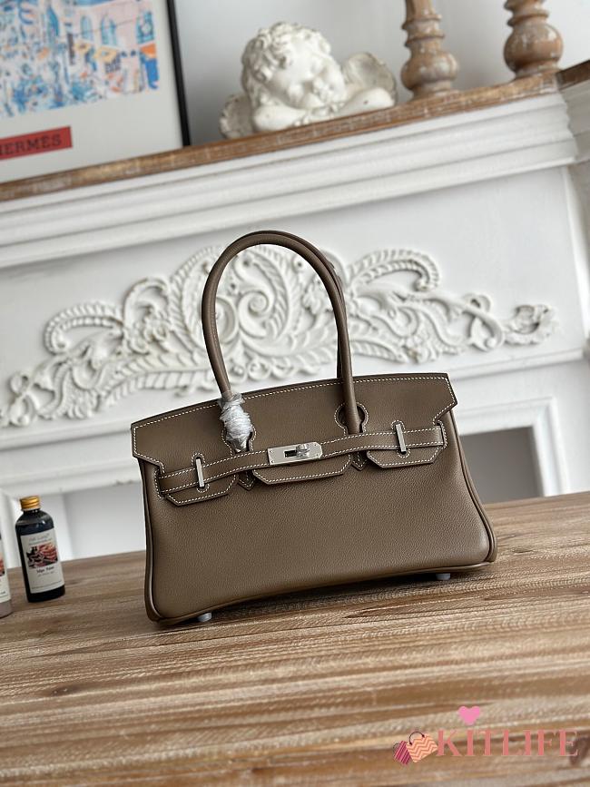 Kitlife Hermes Birkin Shoulder Togo Grey Leather With Silver Buckle 29cm - 1
