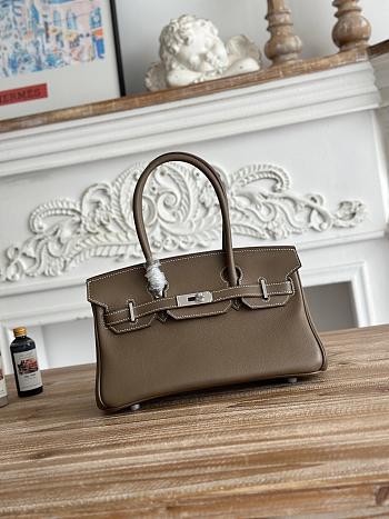 Kitlife Hermes Birkin Shoulder Togo Grey Leather With Silver Buckle 29cm