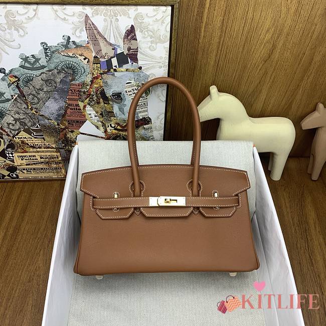 Kitlife Hermes Birkin Shoulder Togo Dark Brown Leather With Gold Buckle 29cm - 1