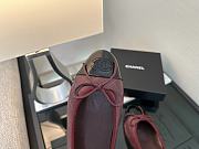 Kitlife Chanel Burgundy Quilted Leather CC Logo Classic Cap Toe Ballet Flat Shoes - 4
