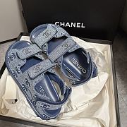 Kitlife Chanel 25P Velcro Sandals Blue Denim - 6