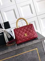Kitlife Chanel 25A Coco Bag Gold Diamond Hollow Handle Bag Red 19cm - 1