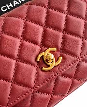 Kitlife Chanel 25A Coco Bag Gold Diamond Hollow Handle Bag Red 19cm - 5