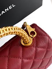 Kitlife Chanel 25A Coco Bag Gold Diamond Hollow Handle Bag Red 19cm - 4