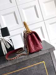 Kitlife Chanel 25A Coco Bag Gold Diamond Hollow Handle Bag Red 19cm - 3