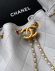 Kitlife Chanel 25C Drawstring Bucket Hobo Bag Grey Grained Leather 30×26×14cm - 5