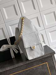 Kitlife Chanel 25C Drawstring Bucket Hobo Bag Grey Grained Leather 30×26×14cm - 3