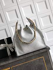 Kitlife Chanel 25C Drawstring Bucket Hobo Bag Grey Grained Leather 30×26×14cm - 2