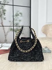 Kitlife Chanel 25C Drawstring Bucket Hobo Bag Black Tweed 30×26×14cm - 6