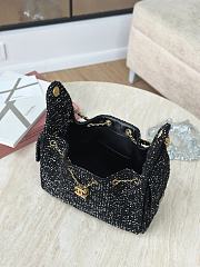 Kitlife Chanel 25C Drawstring Bucket Hobo Bag Black Tweed 30×26×14cm - 3