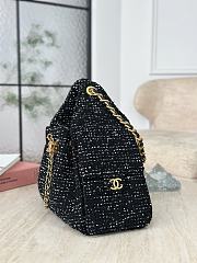 Kitlife Chanel 25C Drawstring Bucket Hobo Bag Black Tweed 30×26×14cm - 2