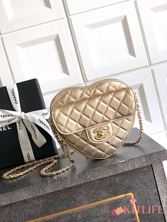 Kitlife Chanel 25B Heart Bag Gold 18x19x5.5cm - 1