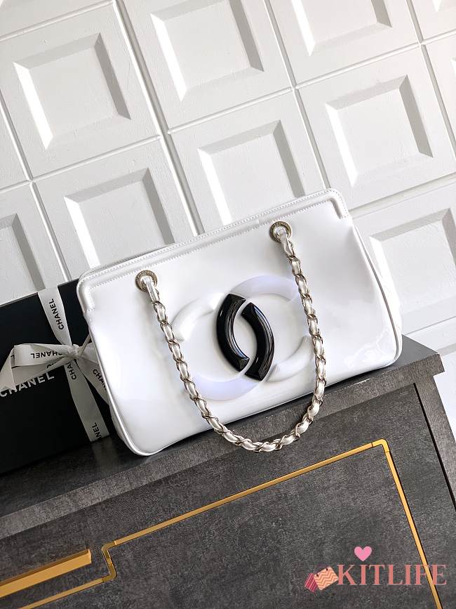 Kitlife Chanel White Matte Acrylic With Large Logo Tote Bag 33x32x12.5cm - 1