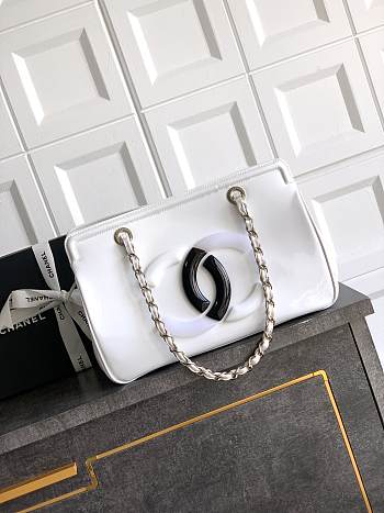 Kitlife Chanel White Matte Acrylic With Large Logo Tote Bag 33x32x12.5cm