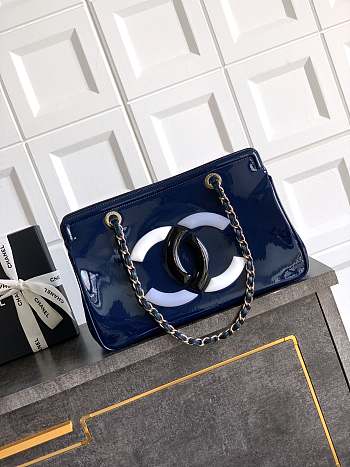 Kitlife Chanel Dark Blue Matte Acrylic With Large Logo Tote Bag 33x32x12.5cm
