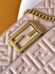 Kitlife Fendi Baguette Medium Chain Bag Pink Nappa Leather 24x7x14.5cm - 5