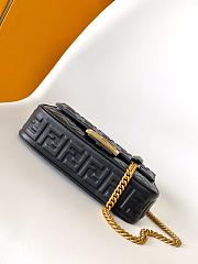 Kitlife Fendi Baguette Medium Chain Bag Black Nappa Leather 24x7x14.5cm - 5