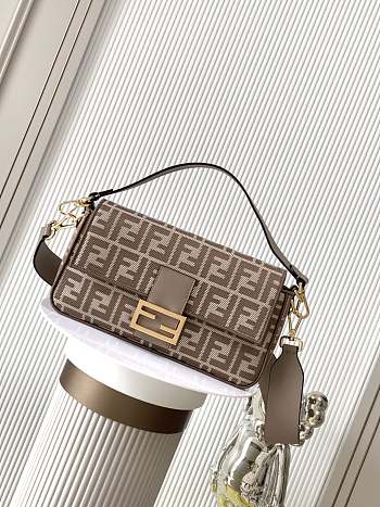 Kitlife Baguette Dove Grey Denim-effect FF Jacquard Bag 27x6x15cm 