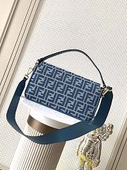 Kitlife Baguette Blue Denim-effect FF Jacquard Bag 27x6x15cm - 6