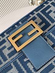 Kitlife Baguette Blue Denim-effect FF Jacquard Bag 27x6x15cm - 5
