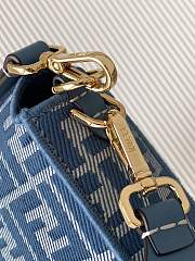 Kitlife Baguette Blue Denim-effect FF Jacquard Bag 27x6x15cm - 4