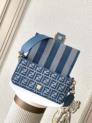 Kitlife Baguette Blue Denim-effect FF Jacquard Bag 27x6x15cm - 3