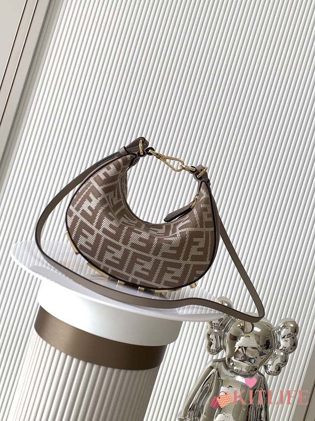 Kitlife Fendi Fendigraphy Dove Grey Denim-effect FF Jacquard Bag 20x7.5x13cm  - 1