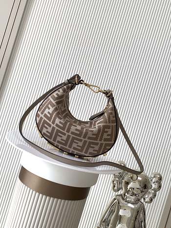 Kitlife Fendi Fendigraphy Dove Grey Denim-effect FF Jacquard Bag 20x7.5x13cm 