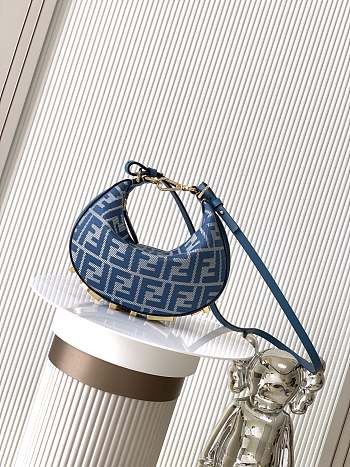 Kitlife Fendi Fendigraphy Blue Denim-effect FF Jacquard Bag 20x7.5x13cm