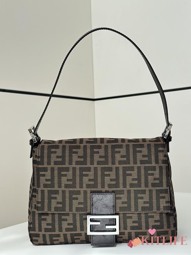 Kitlife Fendi Zucca Canvas Mamma Baguette Shoulder Bag Brown 29x10x20cm - 1