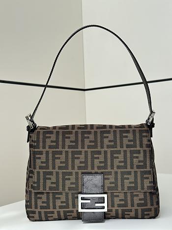 Kitlife Fendi Zucca Canvas Mamma Baguette Shoulder Bag Brown 29x10x20cm
