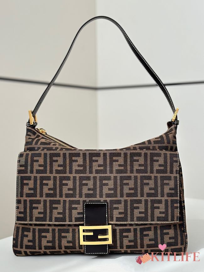 Kitlife Fendi Zucca Canvas Mamma Baguette Shoulder Bag Brown 34×9×26cm - 1