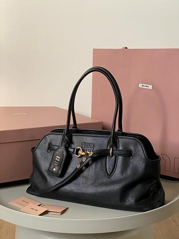 Kitlife Miu Miu Aventure Black Leather Tote Bag 22.5×44×14.5cm