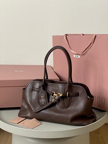 Kitlife Miu Miu Aventure Dark Brown Leather Tote Bag 22.5×44×14.5cm
