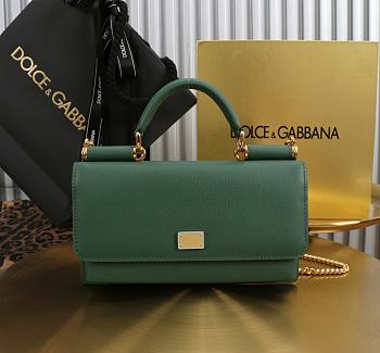 Kitlife Dolce & Gabbana Green Leather Chain-strap Crossbody Bag 20x11x3cm